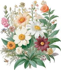 Flowers floral pattern on white background