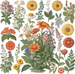 Flowers floral pattern on white background