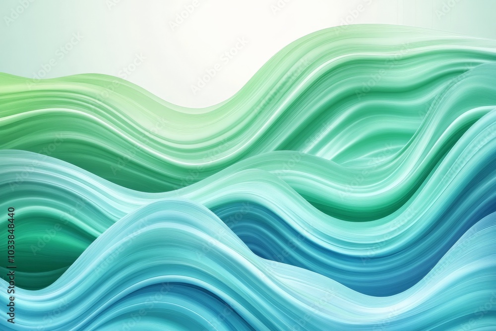 Poster this image illustrates an abstract fluid wave formation in rippled green hues, encapsulating a sense