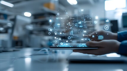 Futuristic Digital Technology Concepts with Data Visualization and Analytics