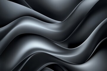 Fototapeta premium An abstract display of monochrome metallic waves with smooth transitions, offering a sleek and futuristic aesthetic and a sense of elegance.