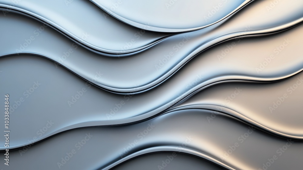 Poster an abstract design featuring smooth, wavy lines in a metallic tone, creating a dynamic and modern ae