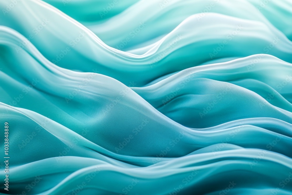 Poster this image depicts a silky smooth wave pattern in soft turquoise hues, showcasing a tranquil and ele