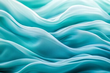 Obraz premium This image depicts a silky smooth wave pattern in soft turquoise hues, showcasing a tranquil and elegant aesthetic that evokes a sense of comfort and peace.