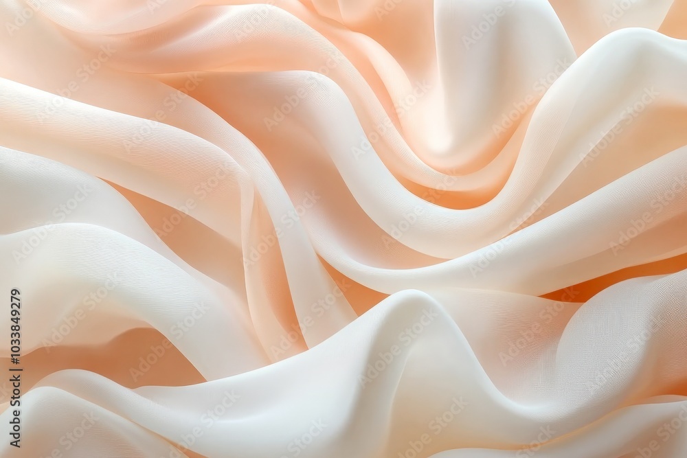 Poster A flowing, wavy pattern of soft peach and ivory tones, creating a smooth and tranquil texture that evokes a sense of calm and serenity, perfect for creative design use.