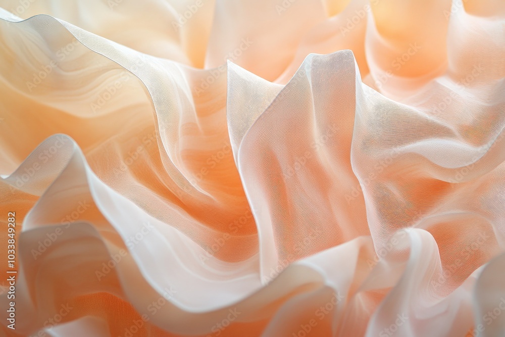 Poster A velvety series of peach waves form an intricate and engaging pattern, exuding sophistication and artistic flair, ideal for modern aesthetic endeavors.