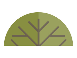 Obraz premium Simplistic half-circle shape resembling a tree with branches using green and brown hues. Ideal for environmental themes, nature conservation, minimalist designs, eco-friendly campaigns, and landscape