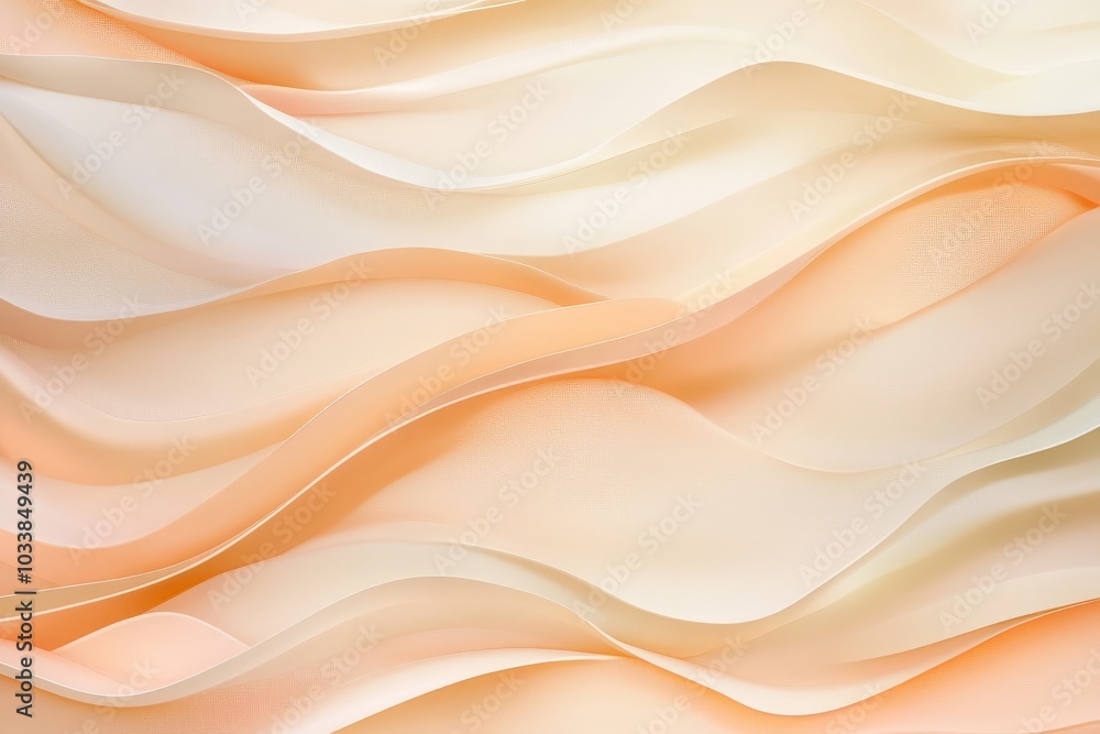 Leinwandbilder This image showcases soft, pastel waves in a delicate peach hue, emanating warmth and creating a harmonious abstract composition that reflects peace and serenity.