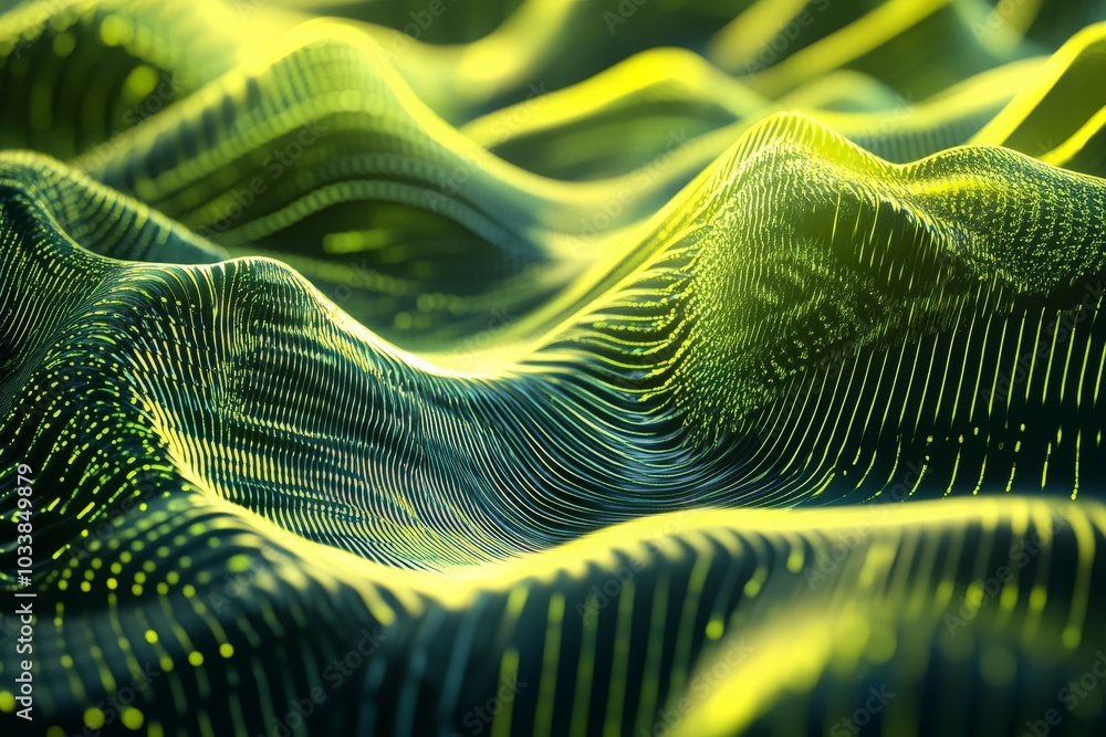 Poster the image showcases a dynamic 3d visualization featuring wavy lines and yellow highlights, creating 