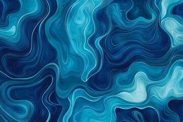 Obraz premium Abstract image featuring blue swirling patterns that evoke tranquility and fluidity, reminiscent of water currents or wind-blown fabric, creating a calming effect.