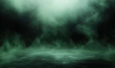 Fototapeta premium Mysterious Green Mist Over Dark Empty Space