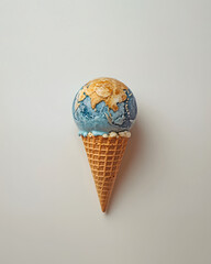 Globe ice cream scoop, minimal summer travel concept