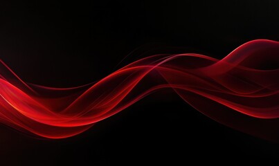 Abstract Red Wave Light on Black Background