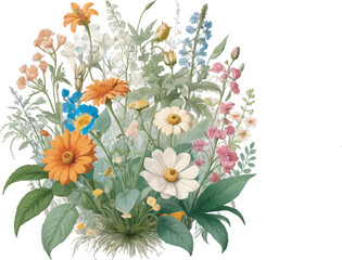 Flowers floral pattern on white background