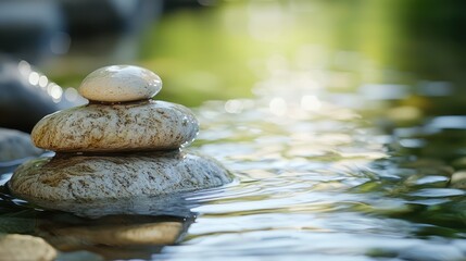 Weathered Rocks Creating Ripples in Tranquil Water