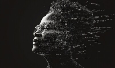 Digital Transformation Portrait in Black and White