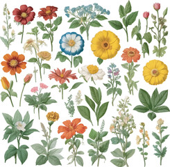 Flowers floral pattern on white background