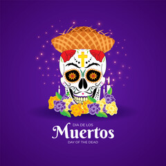 Vector illustration of The Day of the Dead social media template