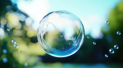 Floating Bubble in Clear Water and Air