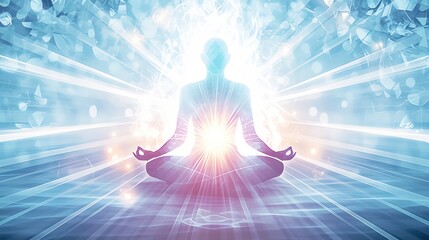 A man is sitting in a lotus position with his hands on his knees