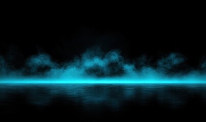 Fototapeta premium Mystical Blue Smoke over Dark Water Horizon