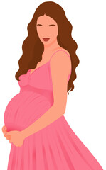 Minimalist Illustration of a Pregnant Woman Highlighting Motherhood, Expecting Journey, and Feminine Beauty in Simple Modern Art Style