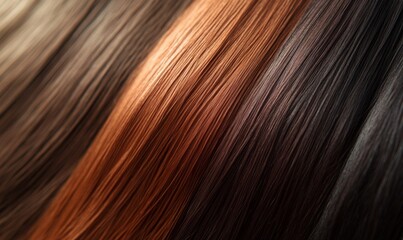 Obraz premium Colorful Hair Strands in Close-up View