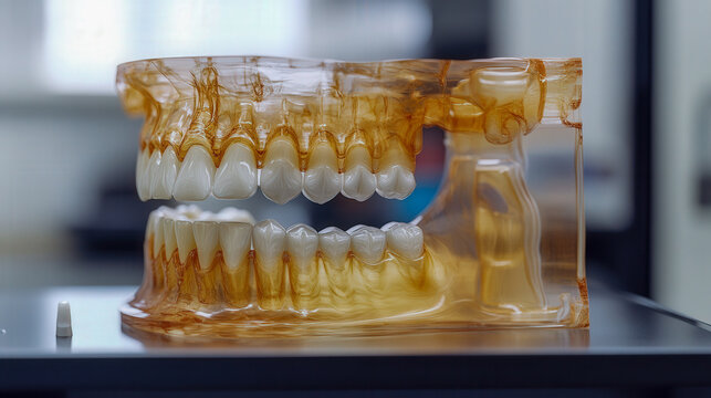 3D object of a human teeth and jaw rotating around
