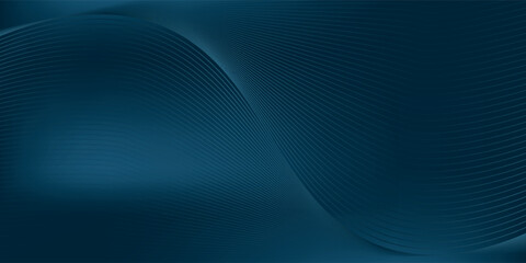 Glowing blue wavy lines on abstract technology dark blue background. Digital hi-tech vector illustration with particle striped wave lines.eps10