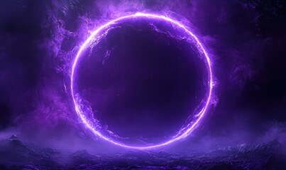 Mystical Glowing Purple Ring Amidst Dark Clouds