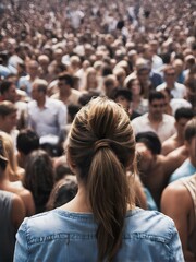 Obraz premium Rear view of woman in crowd