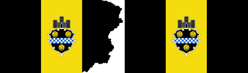 Pittsburgh flags vector. Standard flag and with torn edges