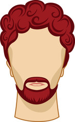 Curly hair man hairstyle. Faceless male head