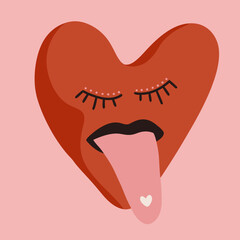 Vector red heart for Valentine’s day celebration on a pink background 