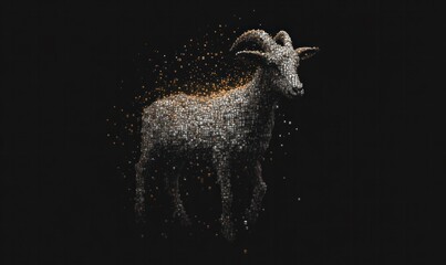 Fototapeta premium Digital Pixelated Goat with Dynamic Glow Effect