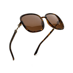 Sunglasses in flying isolated on white and grey background. Sunglasses summer woman fashion...