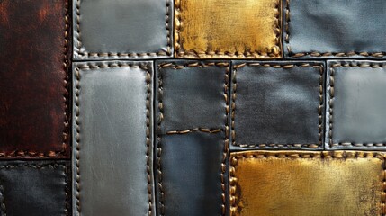 Intricate Metal Stitching Patterns in Aluminum, Bronze, and Brass Close-up Textures