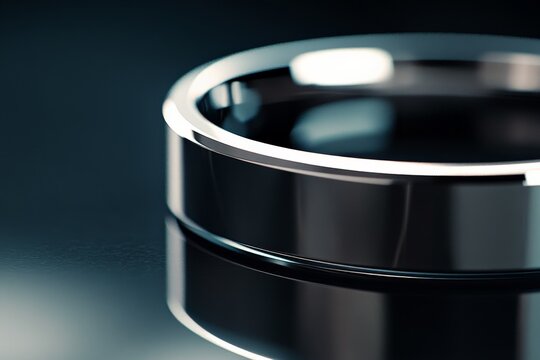 A reflective metal band with a gleaming, smooth surface, catches light beautifully and showcases a classic and sophisticated flawless design.