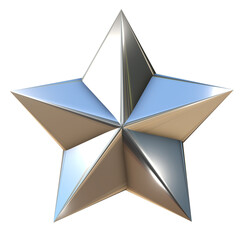 3d silver or platinum star on png transparent background.
