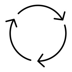 Reuse and recycle icon. Black linear circle sign, editable stroke. Concept of ecology, sustainability, renew, reduce. Vector illustration, eco symbol for web design, print, logo, label or emblem