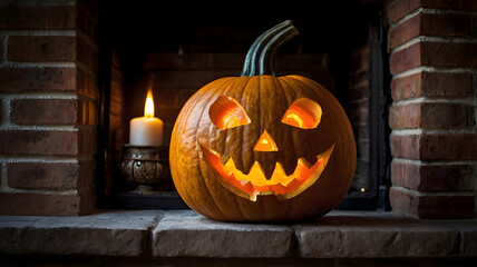 Fototapeta premium halloween pumpkin and pumpkins, orange, terror, dark, happy day, ai generated