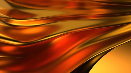 An elegant and modern 3D rendering of an abstract background featuring delicate, metallic gold twisted gentle curves.