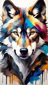 paint art abstack wolf