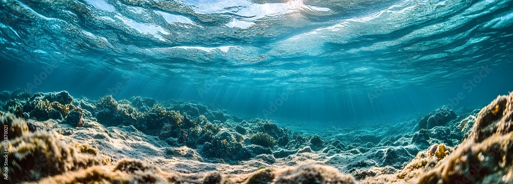 Poster 32. an underwater scene with gentle waves, creating a calming effect