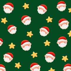 Santa claus with star red background for print, photocard, element design, icon, logo, christmas card, christmas graphic resource