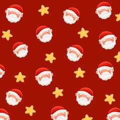 Santa claus and star with red background for print, photocard, element design, icon, logo, christmas card, christmas graphic resource