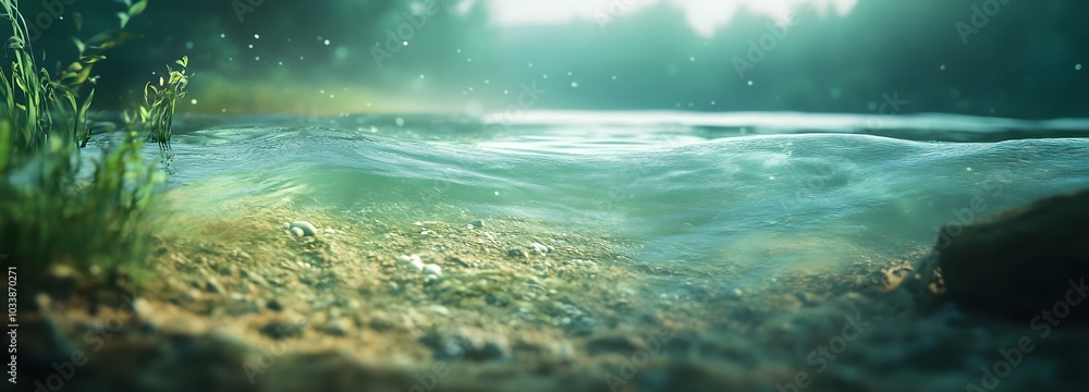 Aufkleber 32. an underwater scene with gentle waves, creating a calming effect