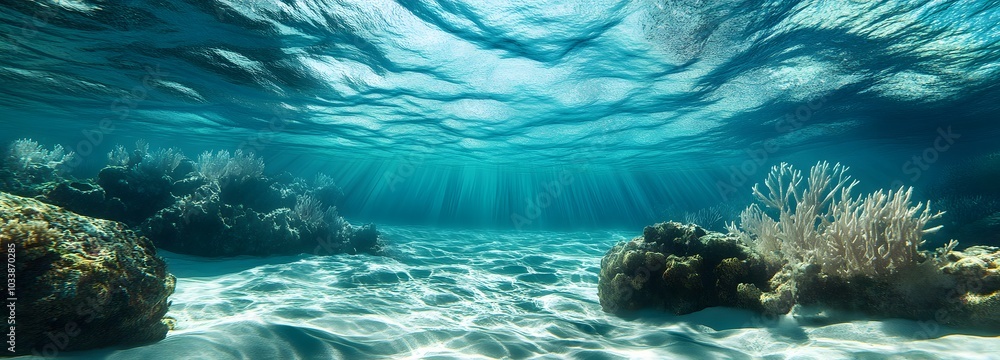 Poster 32. an underwater scene with gentle waves, creating a calming effect