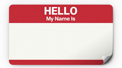 Blank Name Tag Sticker - Customizable ‘Hello My Name Is’ Tag for Events, Conferences, and Workshops in Red and Black