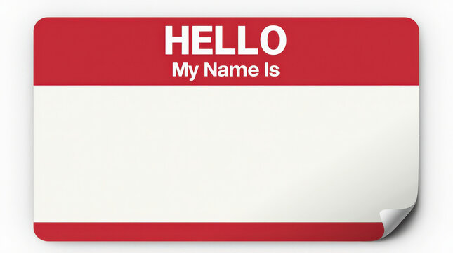 Blank Name Tag Sticker - Customizable &lsquo;Hello My Name Is&rsquo; Tag for Events, Conferences, and Workshops in Red and Black